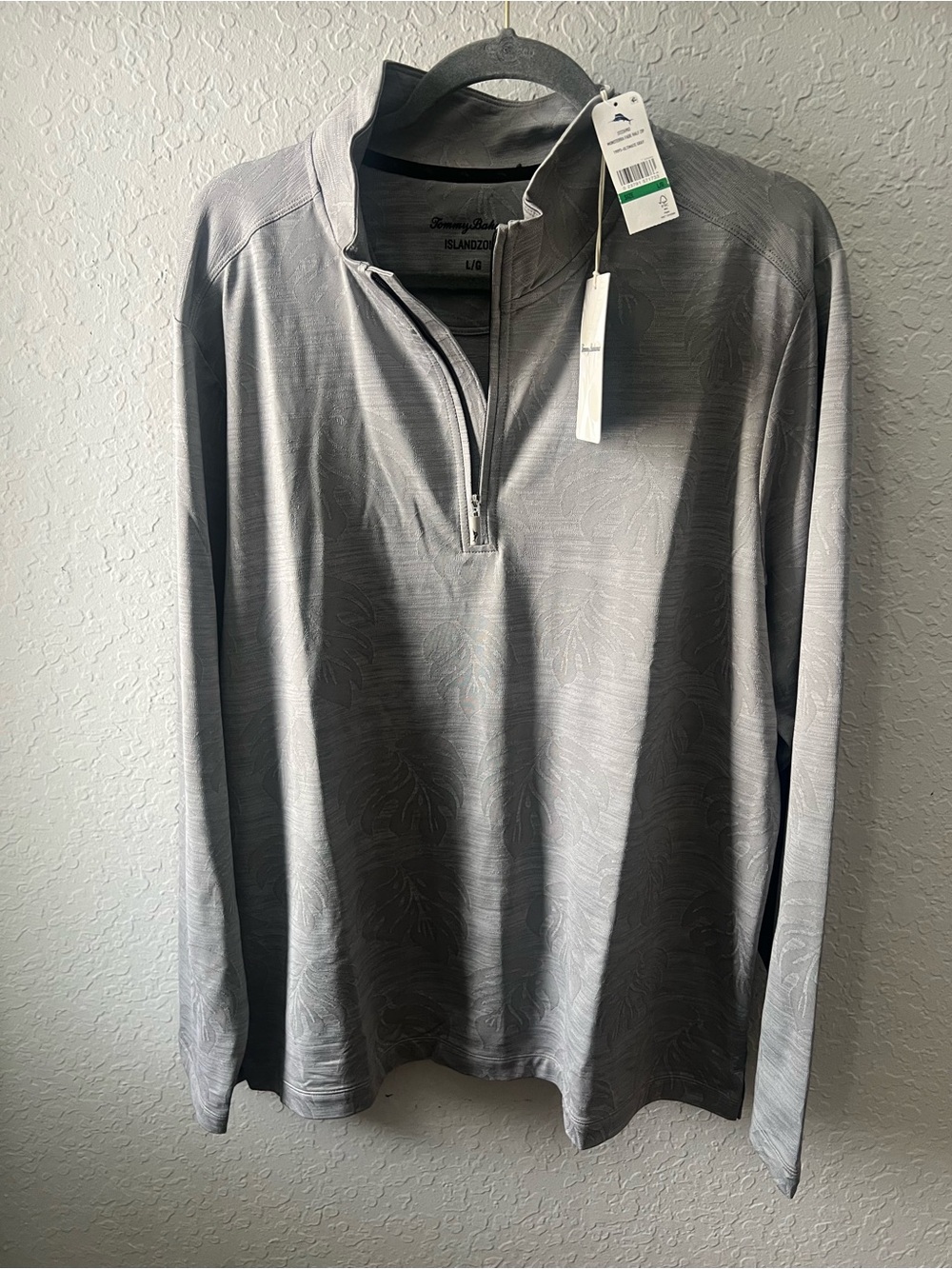 Tommy Bahama Men's Grey Quarter-Zip Long Sleeve Shirt